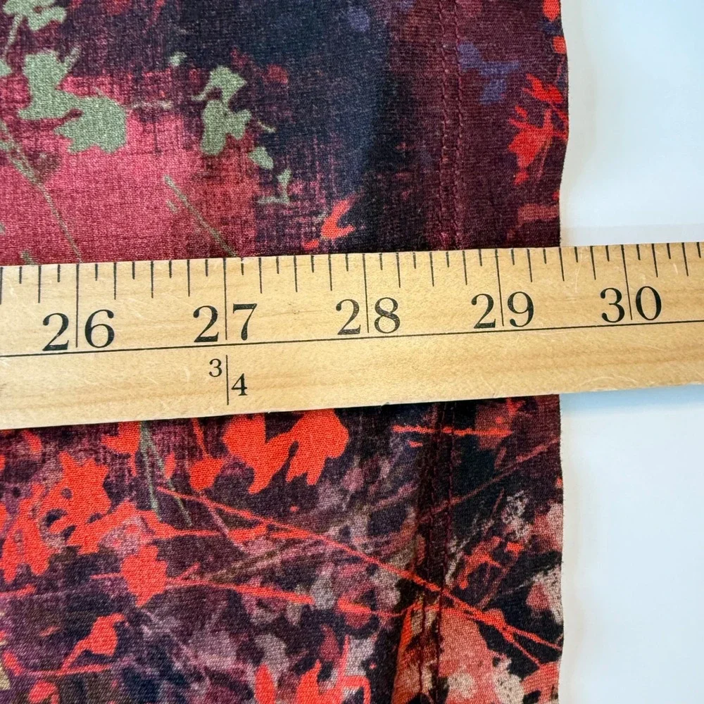 Peruvian Connection Floral Print Tunic Dress Burgundy Small Boho Art To Wear - Picture 13 of 13
